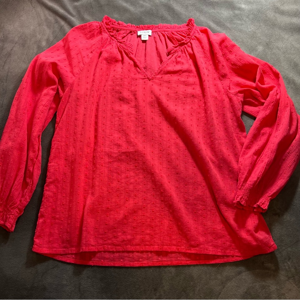 J. Crew Women's Size XS Fushcia Novelty Artist Top Swiss Dot Blouse BF829